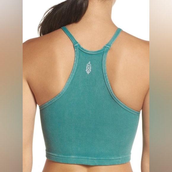 Free People FP Movement happiness runs Crop top cropped brami ribbed Pine XS - Picture 3 of 9